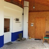 Chalupa Kněždub k pronájmu Jižní Morava - posezení u sauny